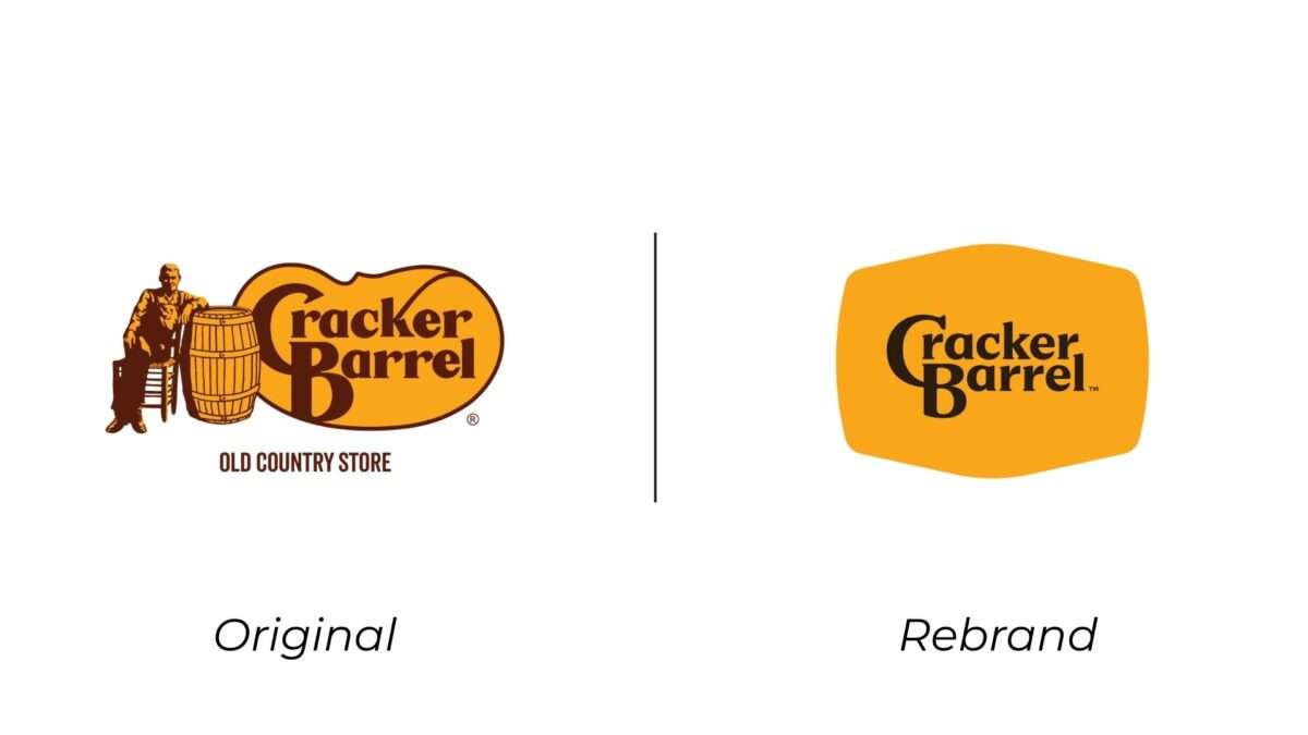 Cracker Barrel Logo Before and After Rebrand Controversy Comparison