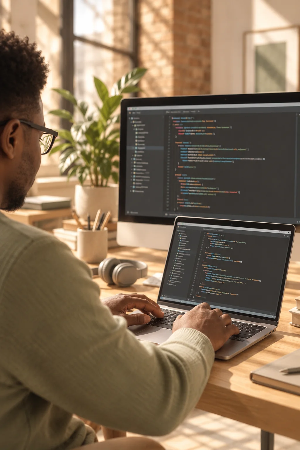 man working on a computer tech support
